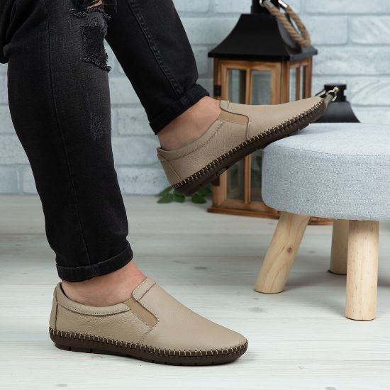 Imagine Mocasini bărbați piele naturală 600-S Bej deschis