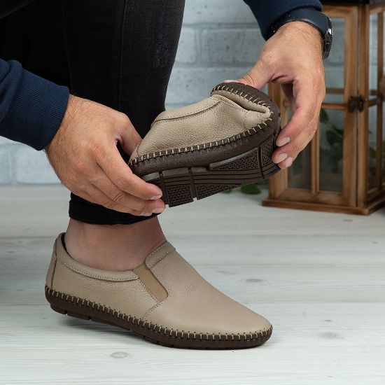 Imagine Mocasini bărbați piele naturală 600-S Bej deschis