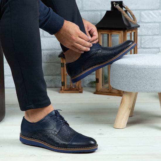 Imagine Pantofi casual bărbați piele naturală 380 Blue
