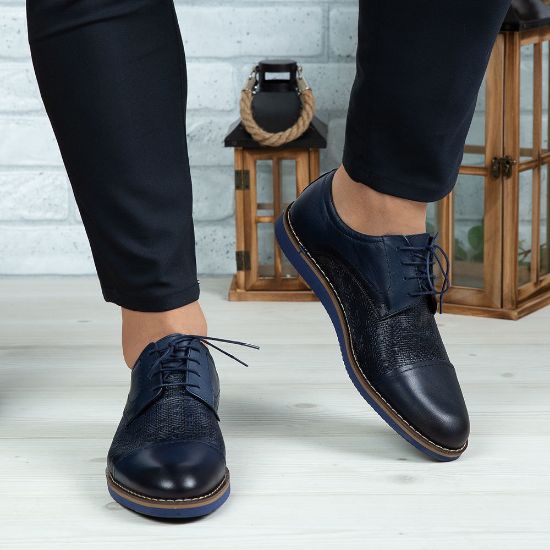 Imagine Pantofi casual bărbați piele naturală 380 Blue