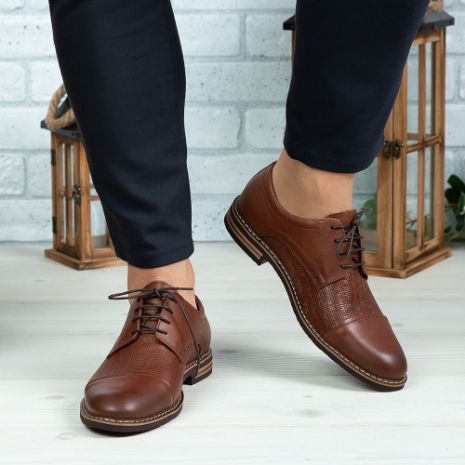 Imagine Pantofi casual bărbați din piele naturală 380 Maro