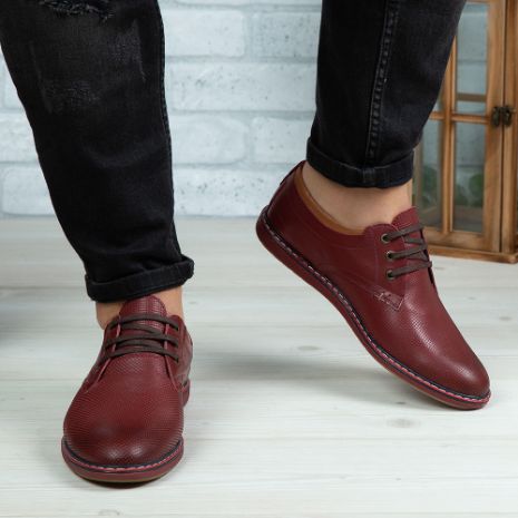 Imagine Pantofi casual bărbați piele naturală 422 Vișiniu