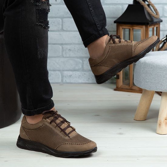 Imagine Pantofi sport bărbați piele naturală 447 Bej