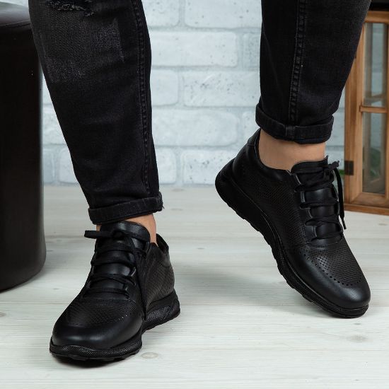 Imagine Pantofi sport bărbați piele naturală 447 Negru Box