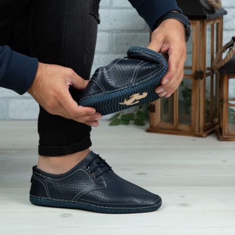 Imagine Pantofi casual bărbați piele naturală 500 Blue Box