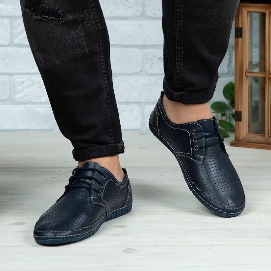 Imagine Pantofi casual bărbați piele naturală 500 Blue Box