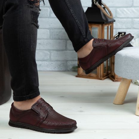 Imagine Pantofi casual bărbați piele naturală 540 Vișiniu