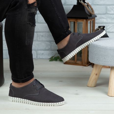Imagine Pantofi casual bărbați piele naturală 560 Gri