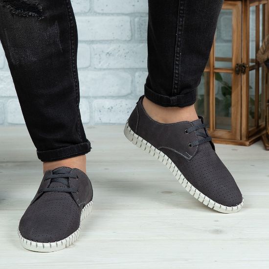 Imagine Pantofi casual bărbați piele naturală 560 Gri