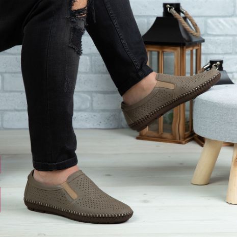 Imagine Mocasini bărbați piele naturală 600 Bej INCHIS