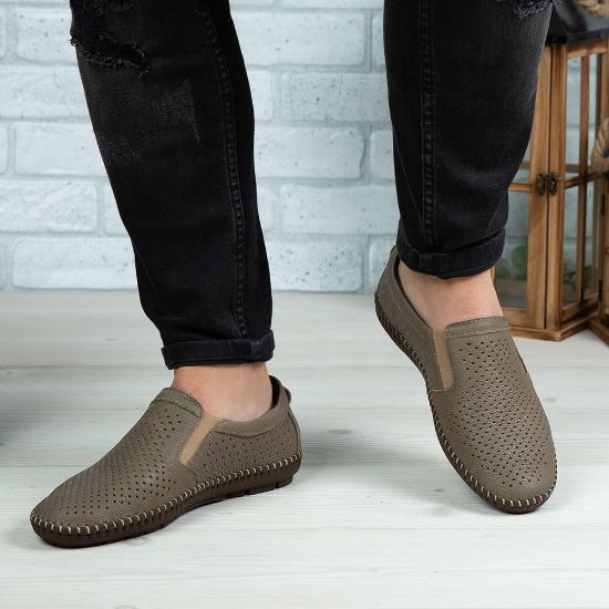 Imagine Mocasini bărbați piele naturală 600 Bej INCHIS