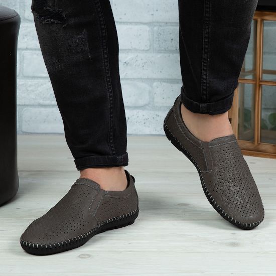 Imagine Mocasini bărbați piele naturală 600 Gri