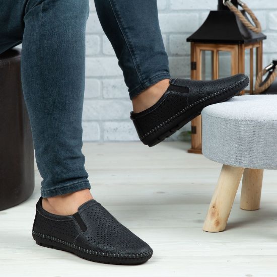 Imagine Mocasini bărbați piele naturală 600 Negru 0141