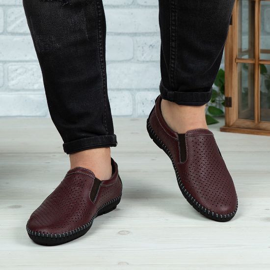 Imagine Mocasini bărbați piele naturală 600 Vișiniu