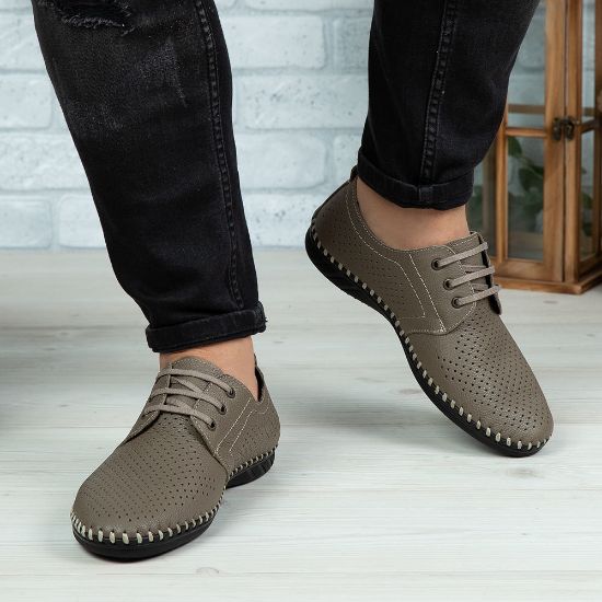 Imagine Pantofi casual bărbați piele naturală 650 Bej