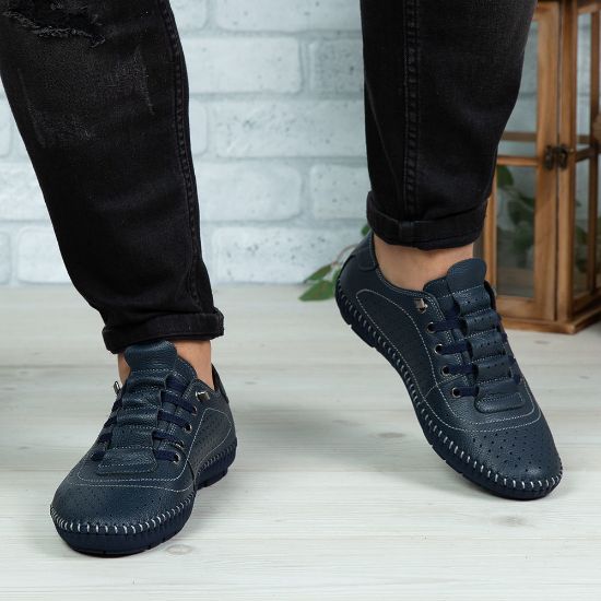 Imagine Pantofi casual bărbați piele naturală 670 Blue