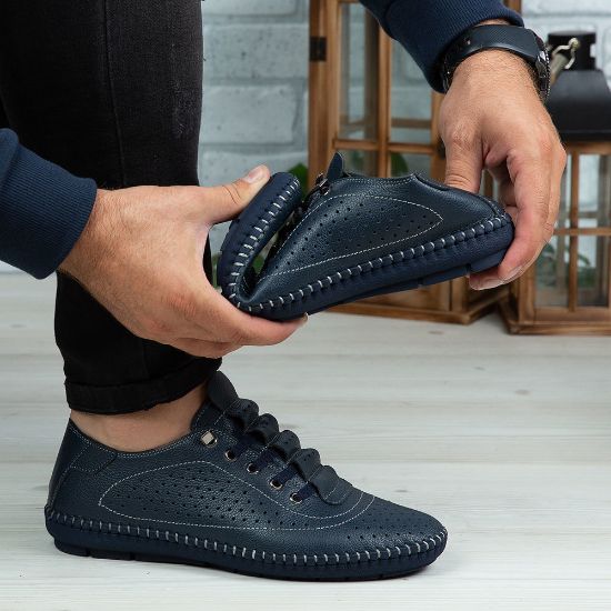 Imagine Pantofi casual bărbați piele naturală 670 Blue