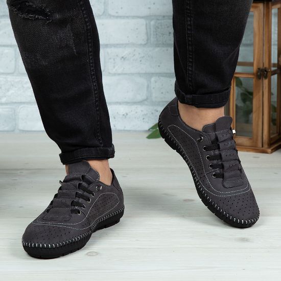 Imagine Pantofi casual bărbați piele naturală 670 Gri NUBUK