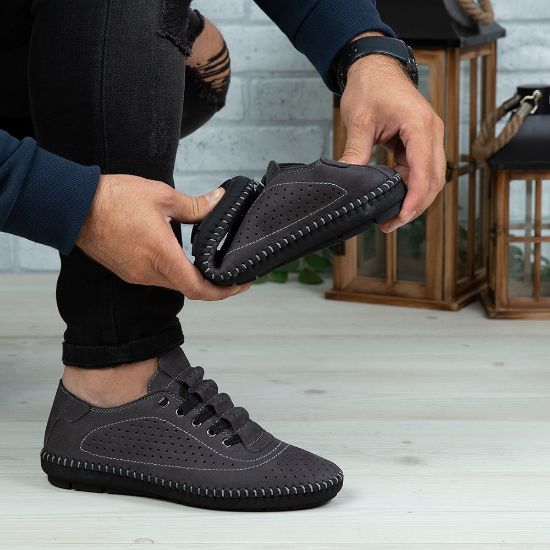 Imagine Pantofi casual bărbați piele naturală 670 Gri NUBUK