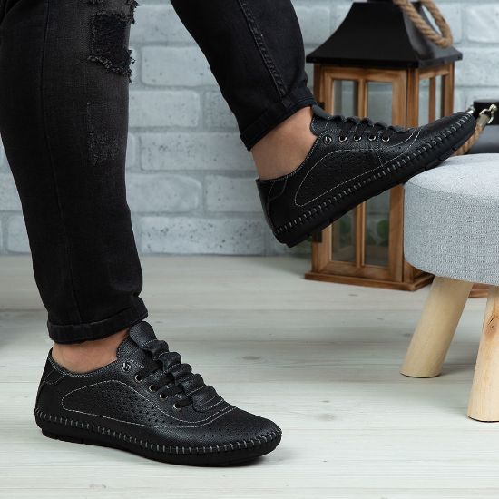 Imagine Pantofi casual bărbați piele naturală 670 Negru