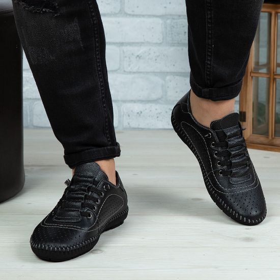 Imagine Pantofi casual bărbați piele naturală 670 Negru