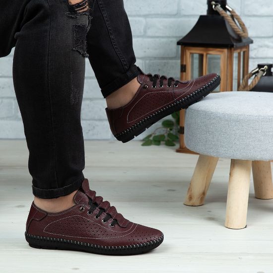 Imagine Pantofi casual bărbați piele naturală 670 Vișiniu