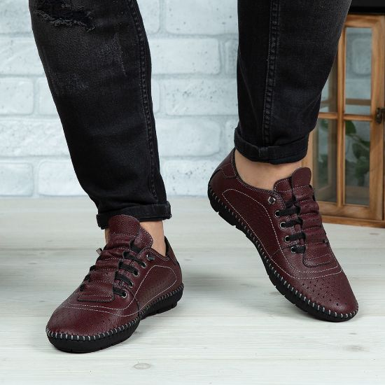 Imagine Pantofi casual bărbați piele naturală 670 Vișiniu