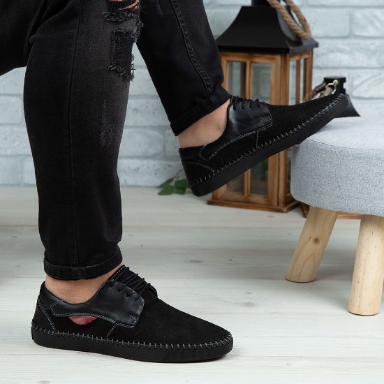 Imagine Pantofi casual bărbați piele naturală 680 Negru