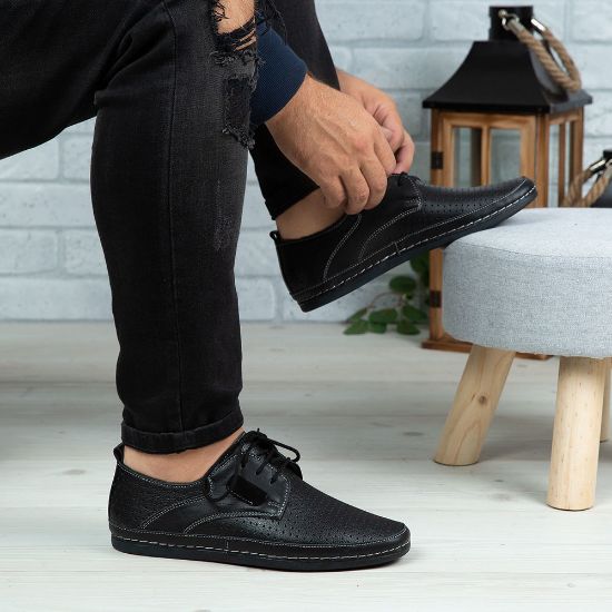 Imagine Pantofi casual bărbați piele naturală 690 Negru