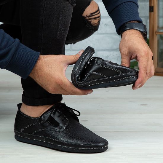 Imagine Pantofi casual bărbați piele naturală 690 Negru