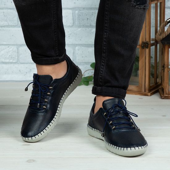 Imagine Pantofi casual bărbați piele naturală 691 Blue