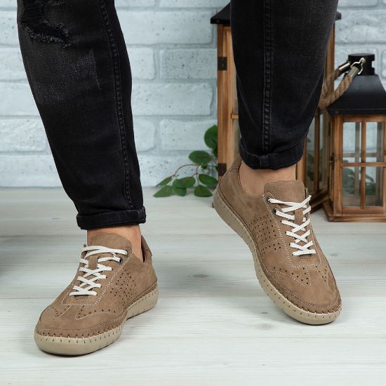 Imagine Pantofi casual barbati piele naturala 693 Bej - Alb