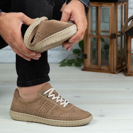 Imagine Pantofi casual barbati piele naturala 693 Bej - Alb