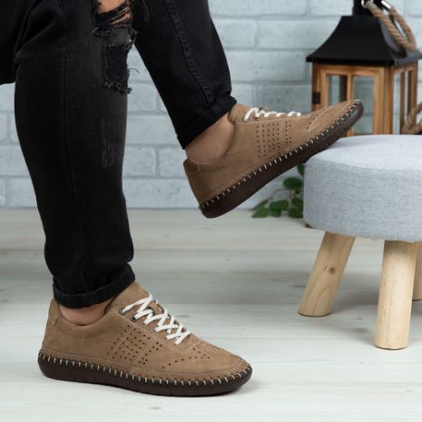 Imagine Pantofi casual bărbați piele naturală 693 Bej-Maro