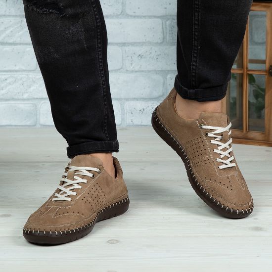 Imagine Pantofi casual bărbați piele naturală 693 Bej-Maro