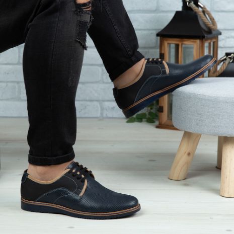 Imagine Pantofi casual bărbați piele naturală C60 Blue