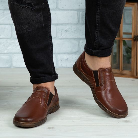 Imagine Mocasini bărbați piele naturală C64 E Maro