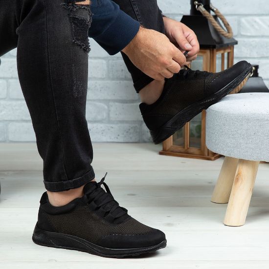 Imagine Pantofi sport bărbați piele naturală 447 Negru bufo