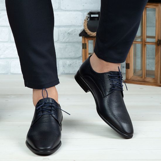 Imagine Pantofi eleganți bărbați din piele naturală 391 Blue