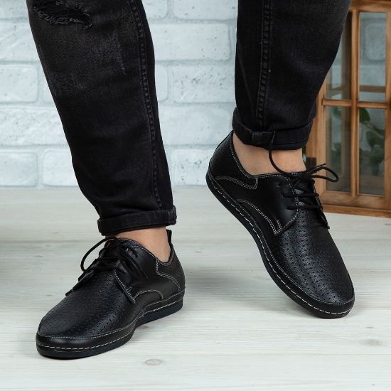 Imagine Pantofi casual bărbați piele naturală 690 Negru