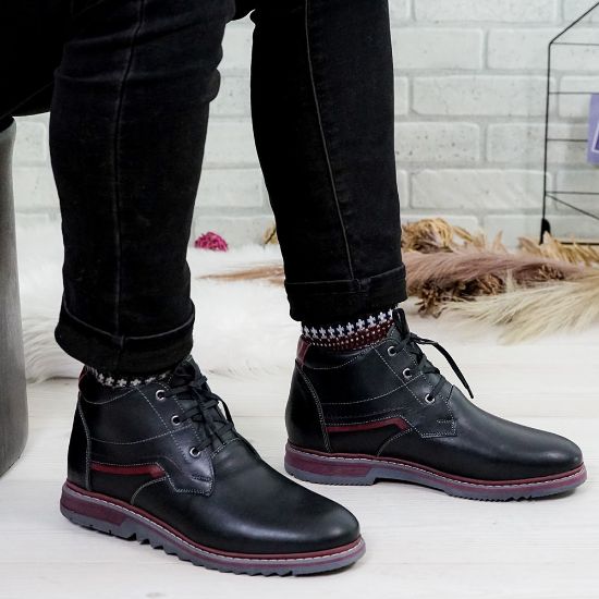 Imagine Ghete bărbați piele naturală 833 Negru