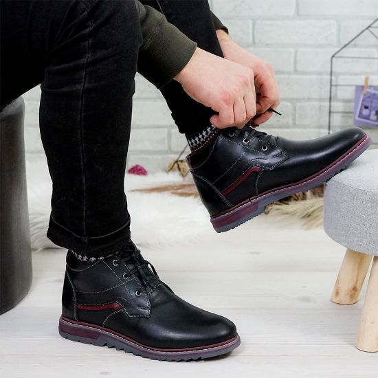 Imagine Ghete bărbați piele naturală 833 Negru