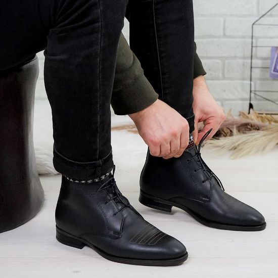 Imagine Ghete bărbați piele naturală CN259 Negru