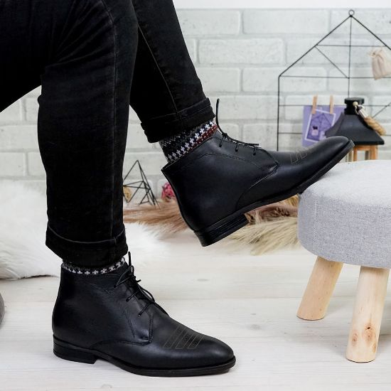 Imagine Ghete bărbați piele naturală CN259 Negru