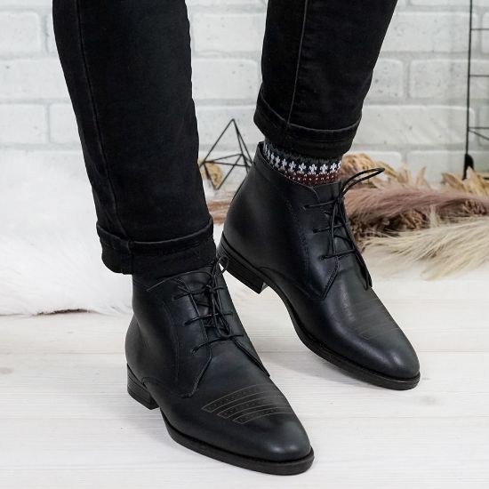 Imagine Ghete bărbați piele naturală CN259 Negru