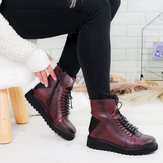 Imagine Ghete damă piele naturală 707-30 Vișiniu