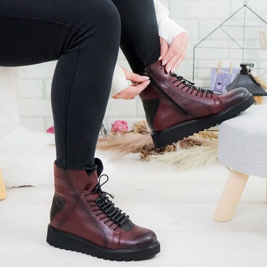 Imagine Ghete damă piele naturală 707-30 Vișiniu