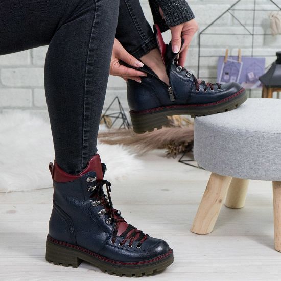 Imagine Ghete damă piele naturală 739 Blue-Vișiniu