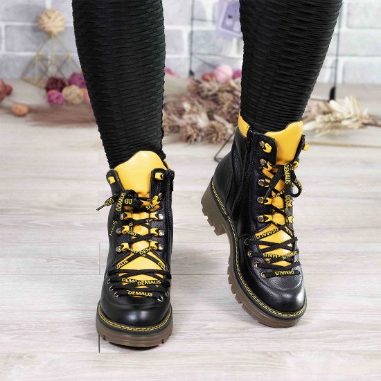 Imagine Ghete damă piele naturală 739 Negru-Galben