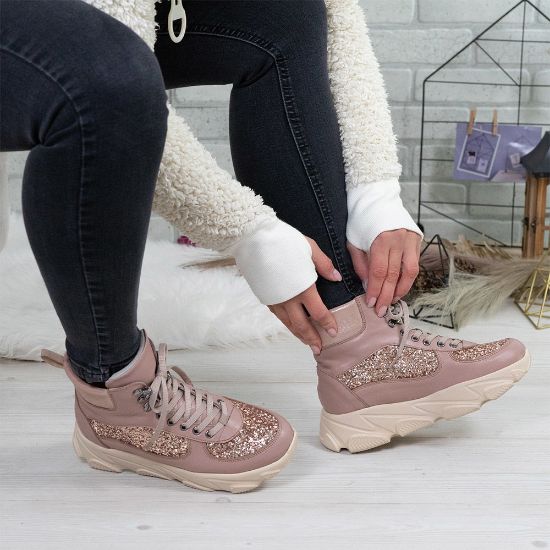 Imagine Ghete damă piele naturală 777 Nude Gliter